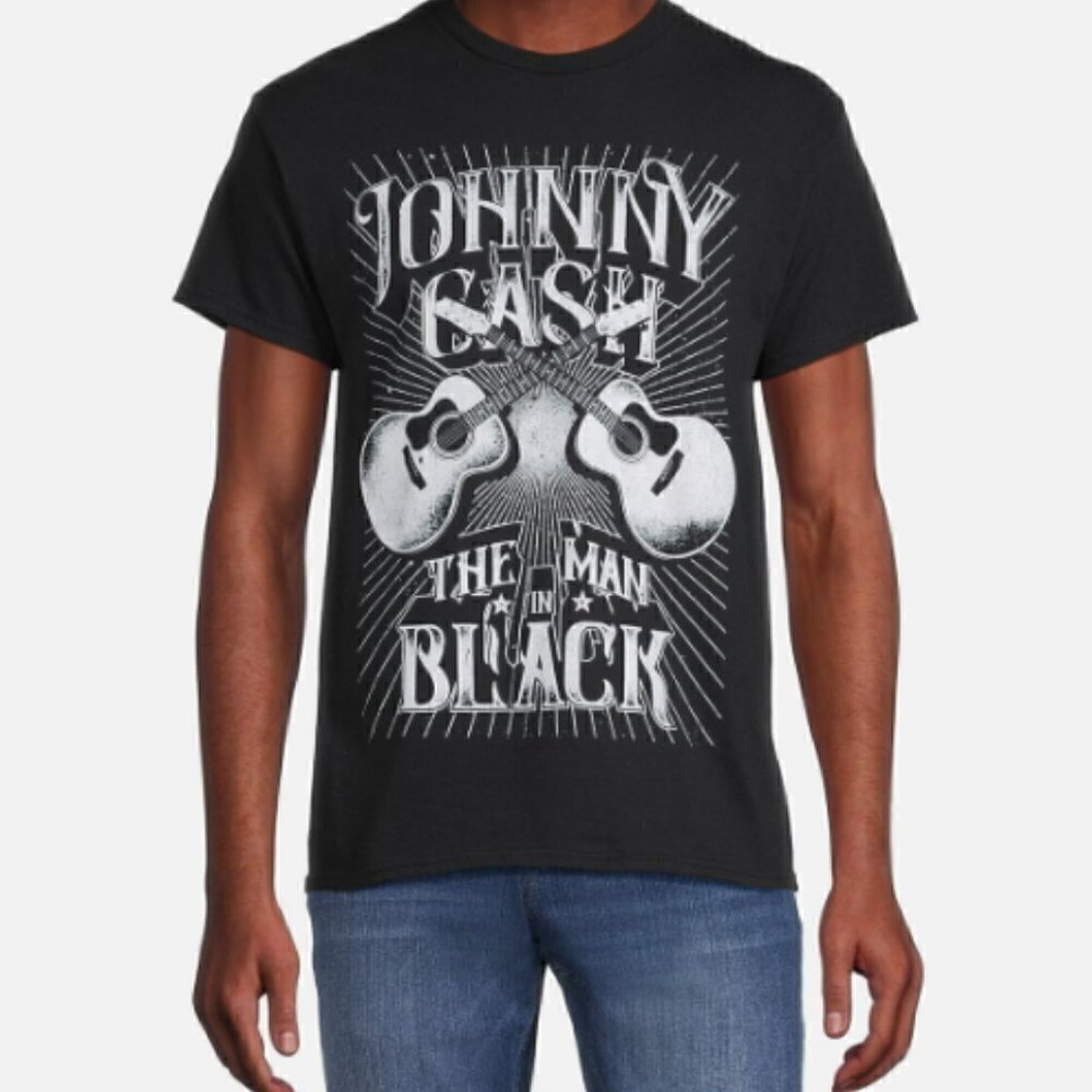 Johnny Cash NWT Men's Black Short Sleeve Crew-Neck Graphic T-Shirts Size Medium